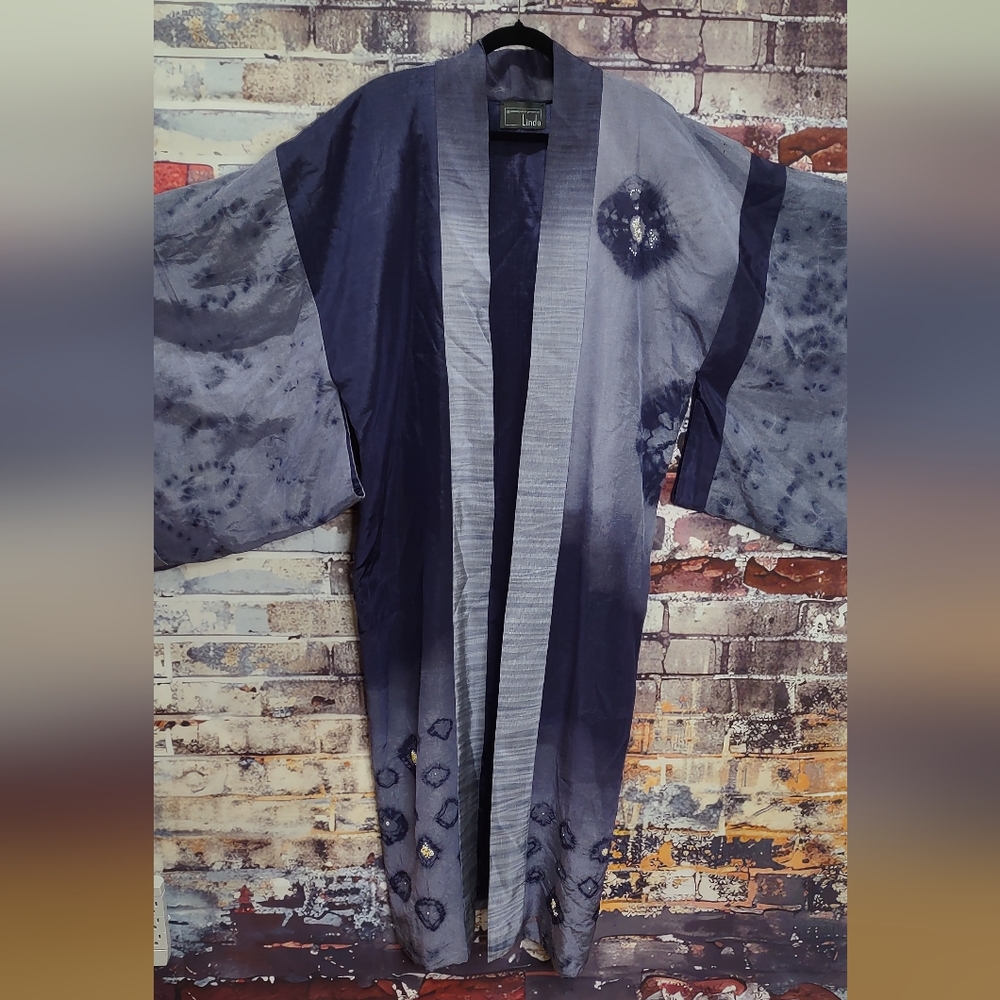 Creative Couture By Linda Hand Beaded Silk Blend Reversible Kimono